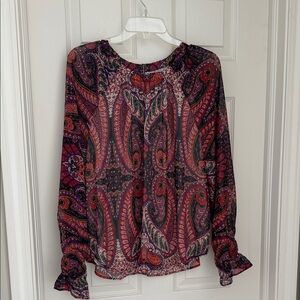 LOFT Paisley Print Blouse - Red and Purple